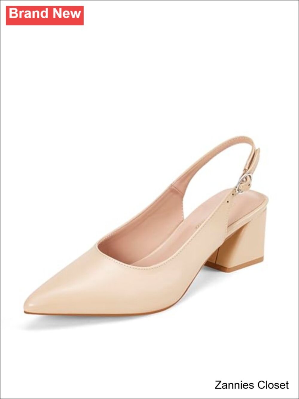 β¨ Women's Slingback Pointed Toe Block Chunky Low Heel Pumps Office Wedding